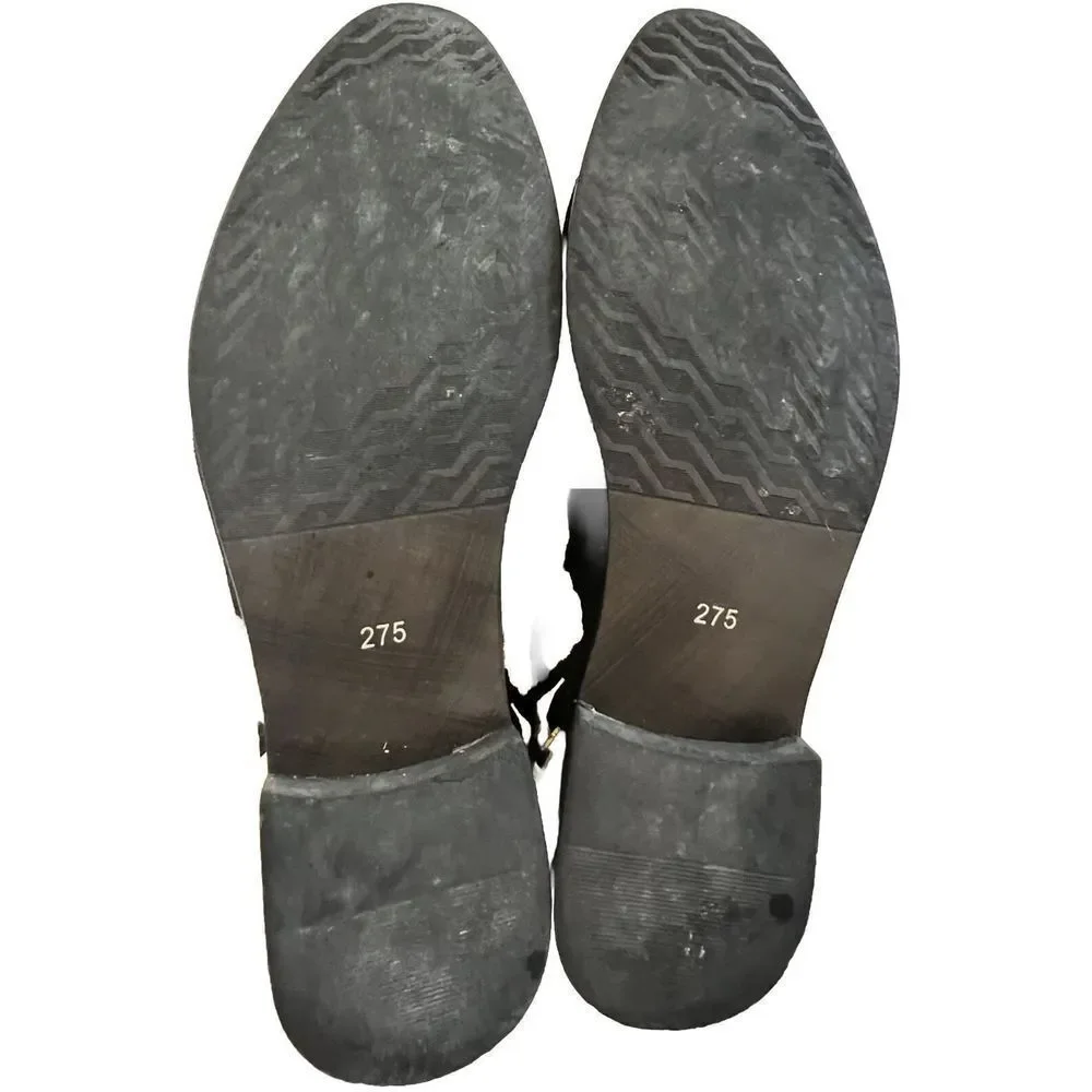 HUN Fashion Slip On Gold Cap Toe Embroidered Shoe Sz‎ 10.5